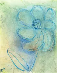 Colin McCahon, Flower, pastel and watercolour on paper