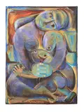 Robyn Kahukiwa, He Aroha Whaereere, He Potiki Piri Poho, oil on unstretched linen canvas, circa 1985