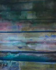 Matt Arbuckle, Whispering Loudly, acrylic and oilstick on knitted polyester voile