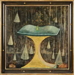 Tony Lane, A Single Tear, oil and gold leaf on gesso panel
