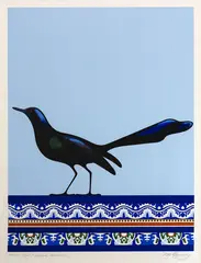 Don Binney, Grackle, Veracruz, silkscreen print, Artist's Proof