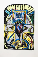 Philip Clairmont, Black Crucifixion, screenprint on paper, edition 21/90