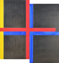 Stephen Bambury, “Differentiated, Transvalued, Disproportioned” (Primary), graphite and acrylic on two aluminium panels
