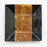 Francoise Dufayard, Large footed hanging platter, glazed earthenware with glossy black and orange decoration