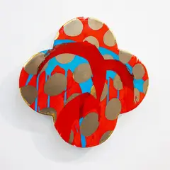 Max Gimblett, Red as Vastness, gesso, acrylic and vinyl polymers, epoxy, oilsize, light bronze leaf, clear acrlyic varnish on canvas stretched over wood panel