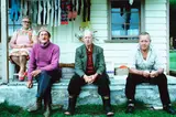 Robin Morrison, Christina and Bert Lewis and His Brothers, Shack and Bob, Deborah Bay, Otago, 1979, 1979, type C print
