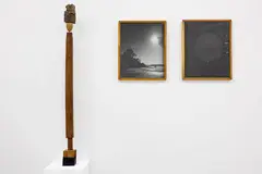 Ryan Sun, Eyes Closed After Looking at the Sun, type C prints, wood, three parts