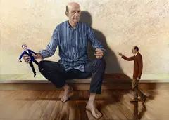 Paul Jackson, Garry McDonald 'All The World's A Stage', oil on canvas