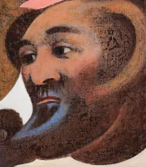 Richard McWhannell, The man in the moon has a blue beard, oil on canvas laid onto board