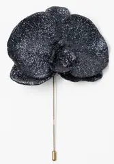 Reuben Paterson, Black Orchid, glitter on brooch in the form of an orchid, in artist's presentation box