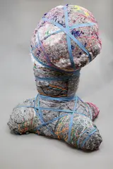 Tyrone Te Waa, Open Mind, found materials including cotton, fabric and wool