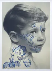Sam Mitchell, Andy, ink on found poster