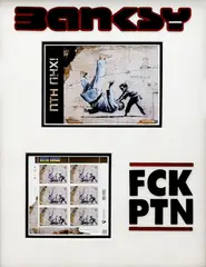 Fuck PTN by Banksy, set of six postage stamps based on the artist's original mural in Ukraine, offered Jun 2026