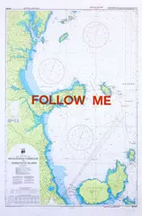 Elliot Collins, Follow Me to Rangitoto Island, screenprint on NZ Marine Chart, 1/2