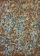 Elliot Collins, Untitled, gesso, paper and resin on board