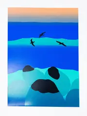 Michael Smither, Three Dark Gulls, Three Dark Rocks, colour screenprint, A/P