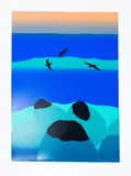 Michael Smither, Three Dark Gulls, Three Dark Rocks, colour screenprint, A/P