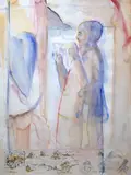 Allie Eagle, 1000 years of Human Habitation - before Vermeer, ink and watercolour on paper