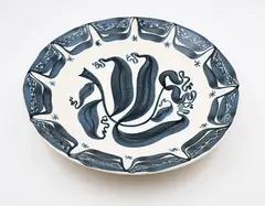 Large hand-potted wall platter by Frank Carpay for Crown Lynn, hand-painted ceramic with stylised floral and geometrical design, C.1950's (with suspension holes to foot) (AF), sold Jun 2026