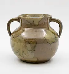 Briar Gardner, Two-handled vase, in mottled grey-blue and green glazes
