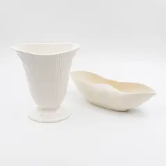 Crown Lynn, 'Buffalo Horn' trough vase, together with a Studio Ceramics 'Retro Lynn' vase
