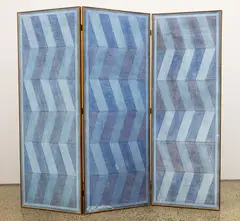 Stanley Palmer, Untitled, ink and acrylic on canvas panels mounted on wooden frames set inside three-panel folding screen