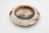 Potter Unknown, Discus shaped vase, raku fired ceramic