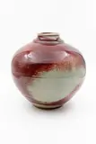 Campbell Hegan, Large ovoid vase, stoneware with rich and thick sang de boeuf glaze thinning to a light mushroom tone to rim and lower body