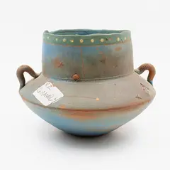 Steve Fullmer, Handled jar, painted earthenware, 1989