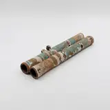 Potter Unknown, Pair of scrolls, stoneware sculpture with painted and incised abstract patterns, in two parts bound together with twine