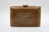 Gillian Broinowski, Slab vase, salt glaze stoneware with impressed decoration, ca. 1983