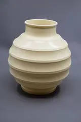 'Chinese Lantern' vase by Keith Murray for Wedgwood, of spherical ribbed form with matt straw glaze (shape no. 3765), sold Jun 2026