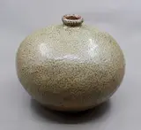 Barry Brickell, Large hand-built round pot, salt glazed stoneware, in olive-green and brown hues, ca. 1964