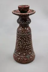 Mirek Smisek, Candlestick, salt glazed stoneware in reddish-brown