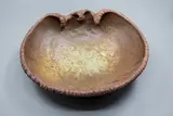Len Castle, Pacific Series Avian bowl, the interior with mottled grey and brown glazes, the textured exterior with amber wash