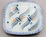 Merilyn Wiseman, Large square platter, wood-fired stoneware with mashiko-rock brushwork