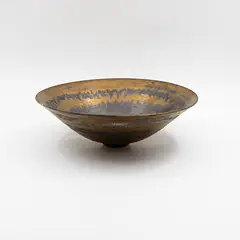 John Parker, Bronze bowl, copper and manganese metallic glazed ceramic