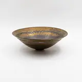 John Parker, Bronze bowl, copper and manganese metallic glazed ceramic