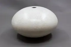 Peter Collis, Orb vase, ceramic with finely crackled white glaze