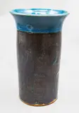 Peter Stichbury, Large cylindrical vase, stoneware with grey rutile glaze over tenmoku