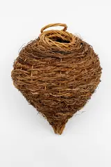 Ruth Castle, Hanging coiled basket, woven rattan interlaced with twigs and fibres
