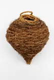 Ruth Castle, Hanging coiled basket, woven rattan interlaced with twigs and fibres
