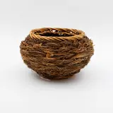 Ruth Castle, Coiled basket, woven rattan interlaced with twigs and fibres