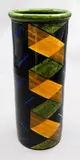 Tall cylinder vase by Warren Tippett, with polychrome abstract decoration, sold Jun 2026
