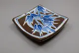 Warren Tippett, Japanese-style square platter, stoneware with wax resist underglazed blue decoration on a tenmoku ground