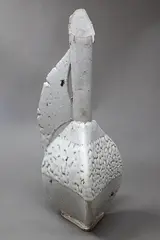 Jane Wheeler, Sculptural flask, stoneware with thick textured matt white glaze