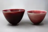 Sara Flynn, Set of two large conical bowls, porcelain with sang de boeuf glaze