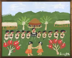 Teuane Ann Tibbo, Kava Ceremony, Fiji, oil on canvasboard