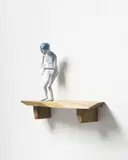 Francis Upritchard, Future Thinker, modelling material, wire and paint on original Martino Gamper cantilevered wall shelf (2008)