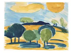 Colin McCahon, Willows, Oturehua, Central Otago, watercolour and gouache on paper
